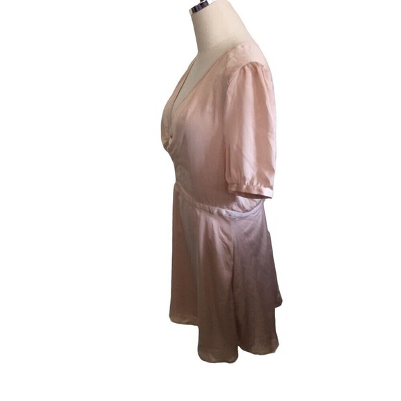 Avec Les Filles Mini Dress Women's Size Large Pink Short Sleeve Zip Back V-Neck - Picture 4 of 9